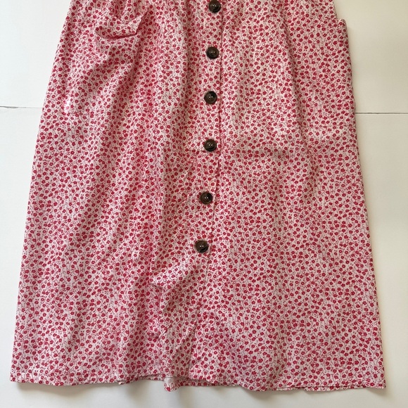 Japna Dress Summer Ditsy Floral Peasant Button Down Tank Pockets Lined Sz S - Picture 9 of 14